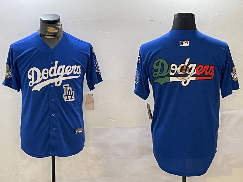 Men Los Angeles Dodgers blank 2024 World series patch blue jersey 20241120122